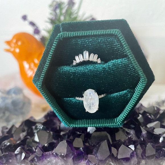 925 SS Raw Moonstone Stacking Ring Set - Picture 5 of 16